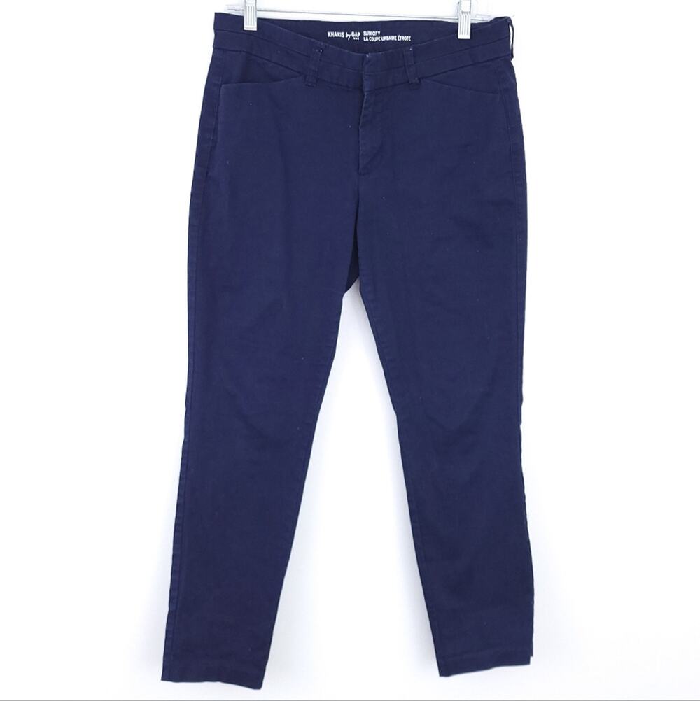 Khakis by Gap Fact Chino Pants Slim City Ankle Sz 2 Blue Career Casual, Pockets